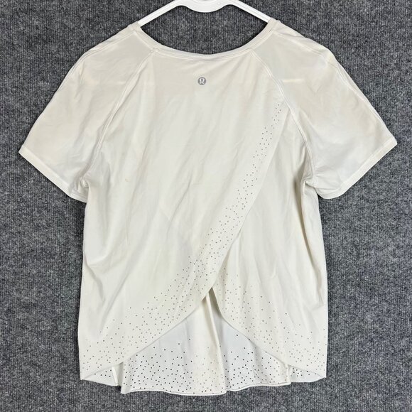 Lululemon White Spilt‎ Open Back Short Sleeve Tee T-Shirt Sz 6 - Picture 3 of 8